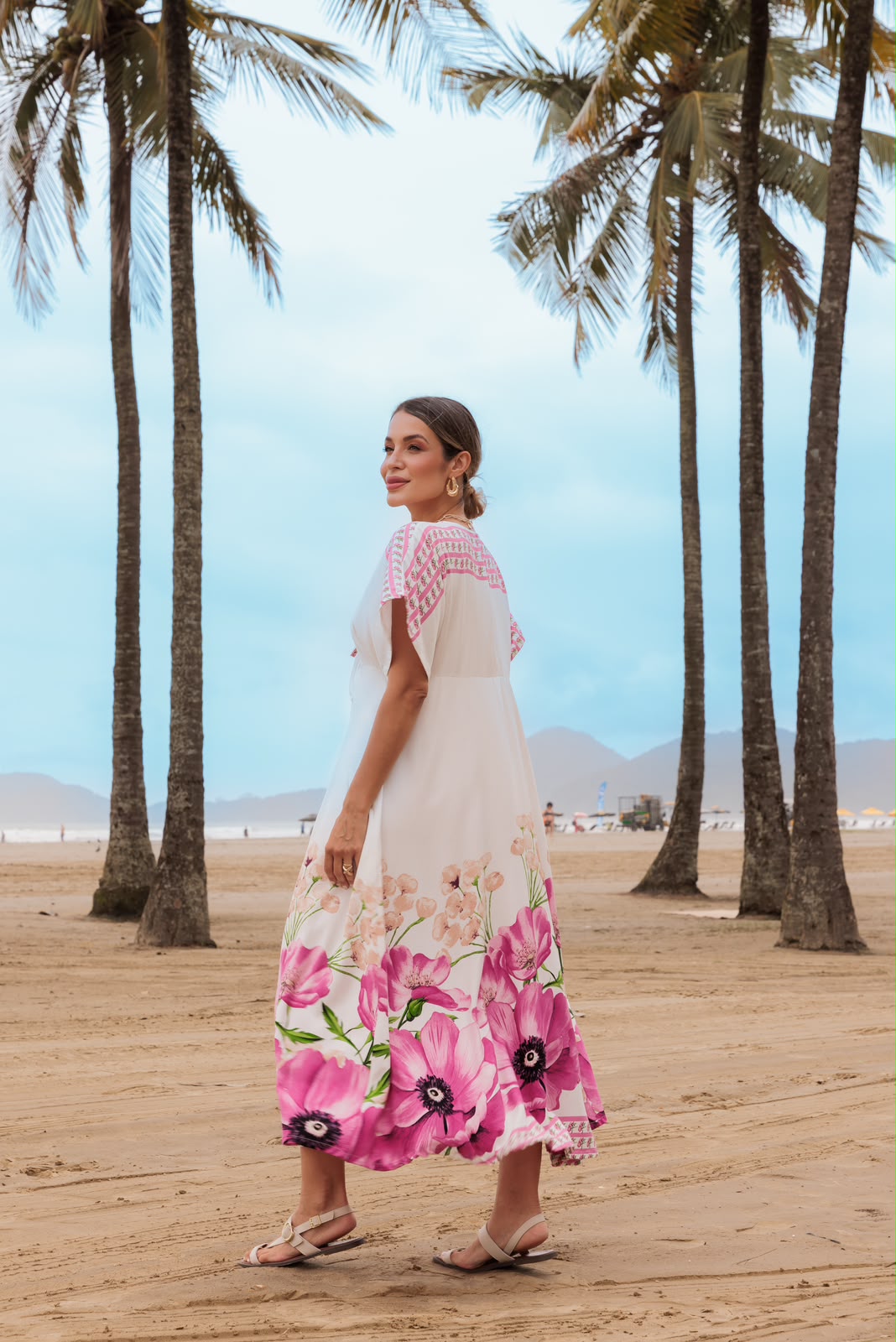 Vestido Playa - Estampado Rosa