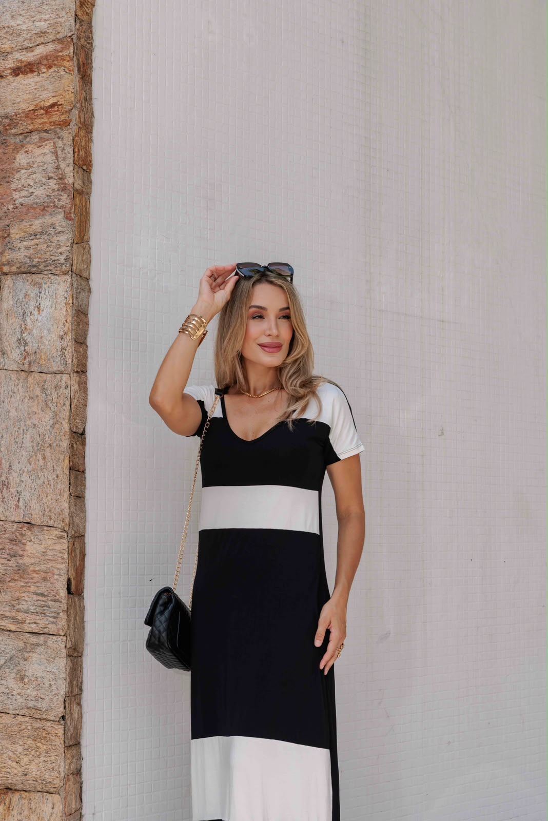 Vestido Rio - Preto/Off