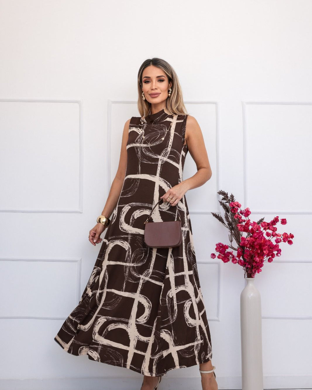 Vestido Voyage - Estampado Marrom