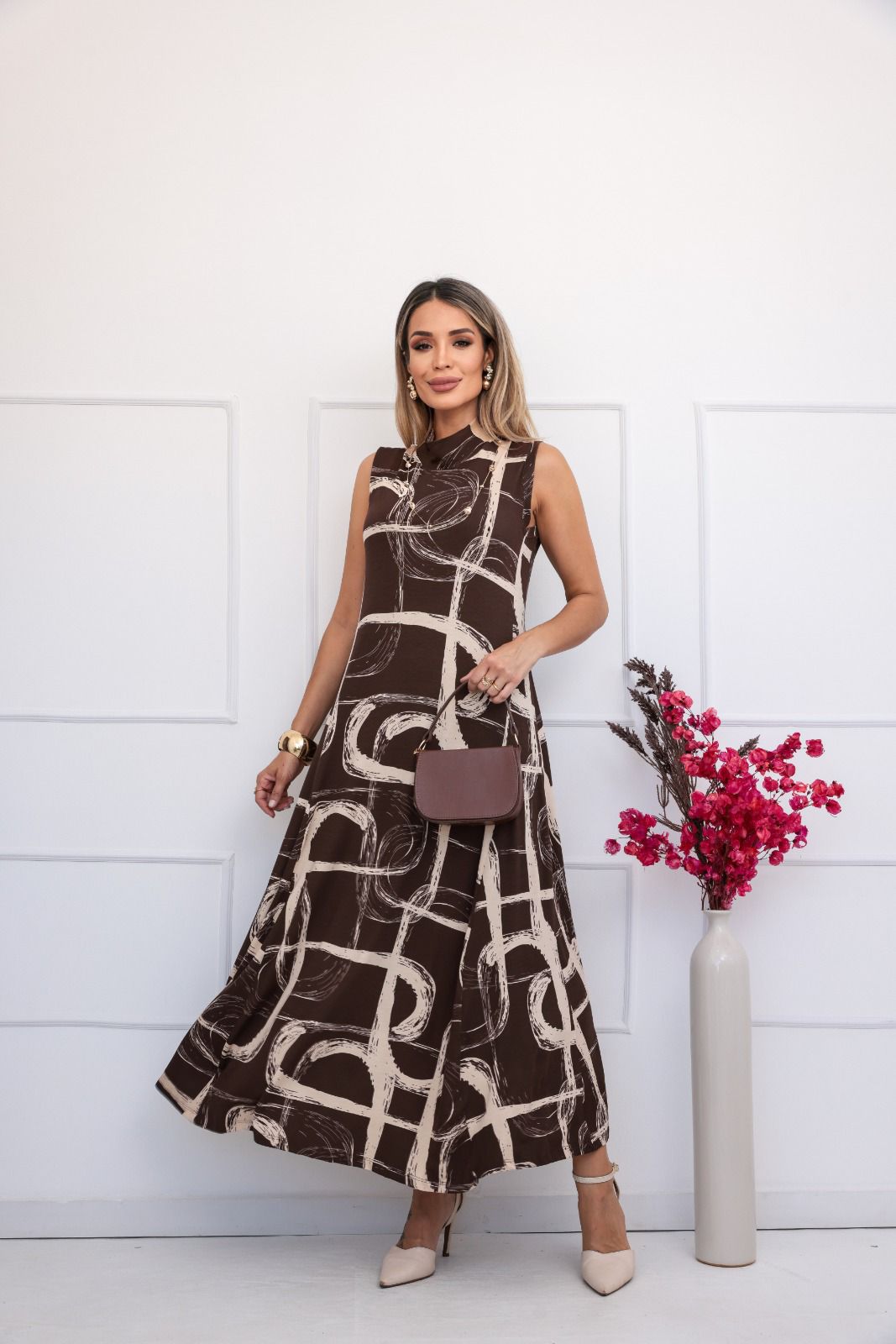 Vestido Voyage - Estampado Marrom