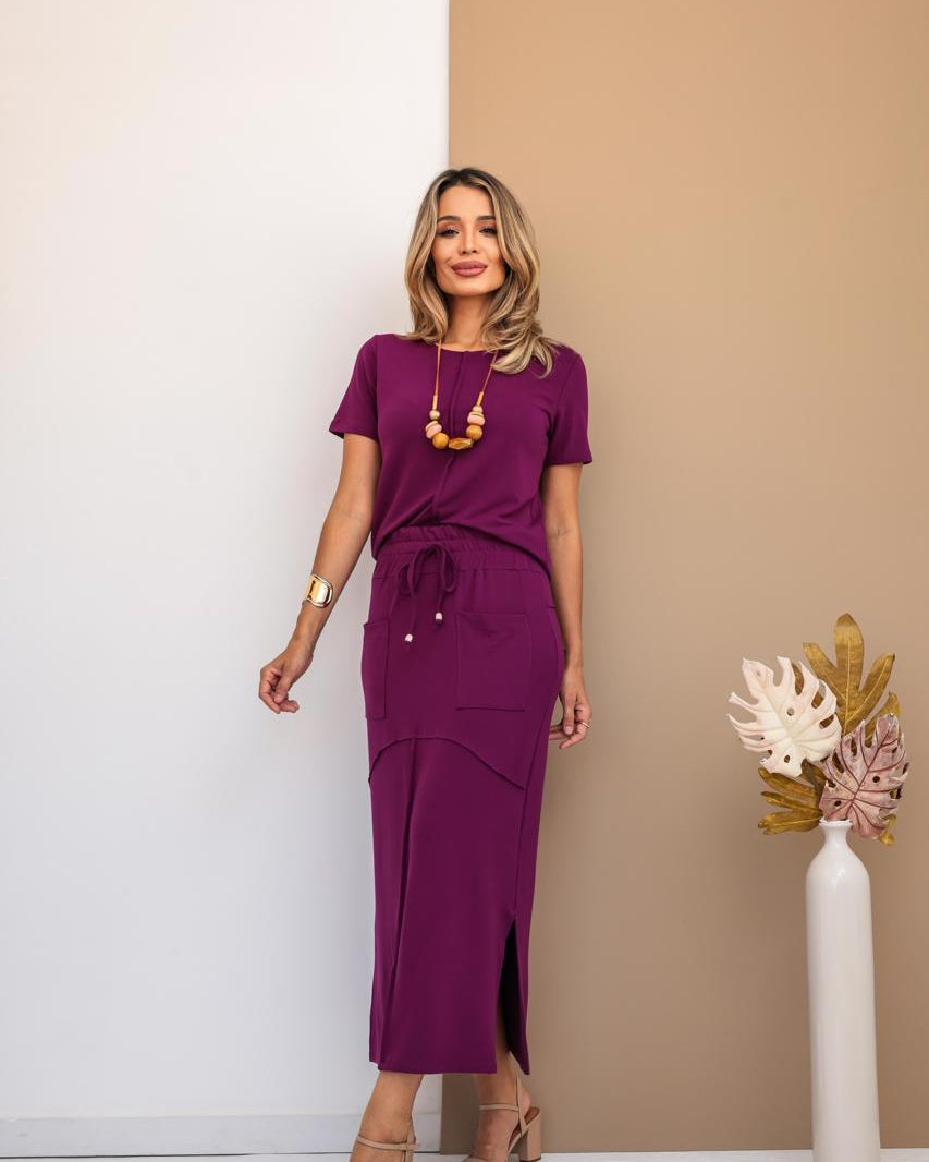 Conjunto Saia Amber - Fúscia