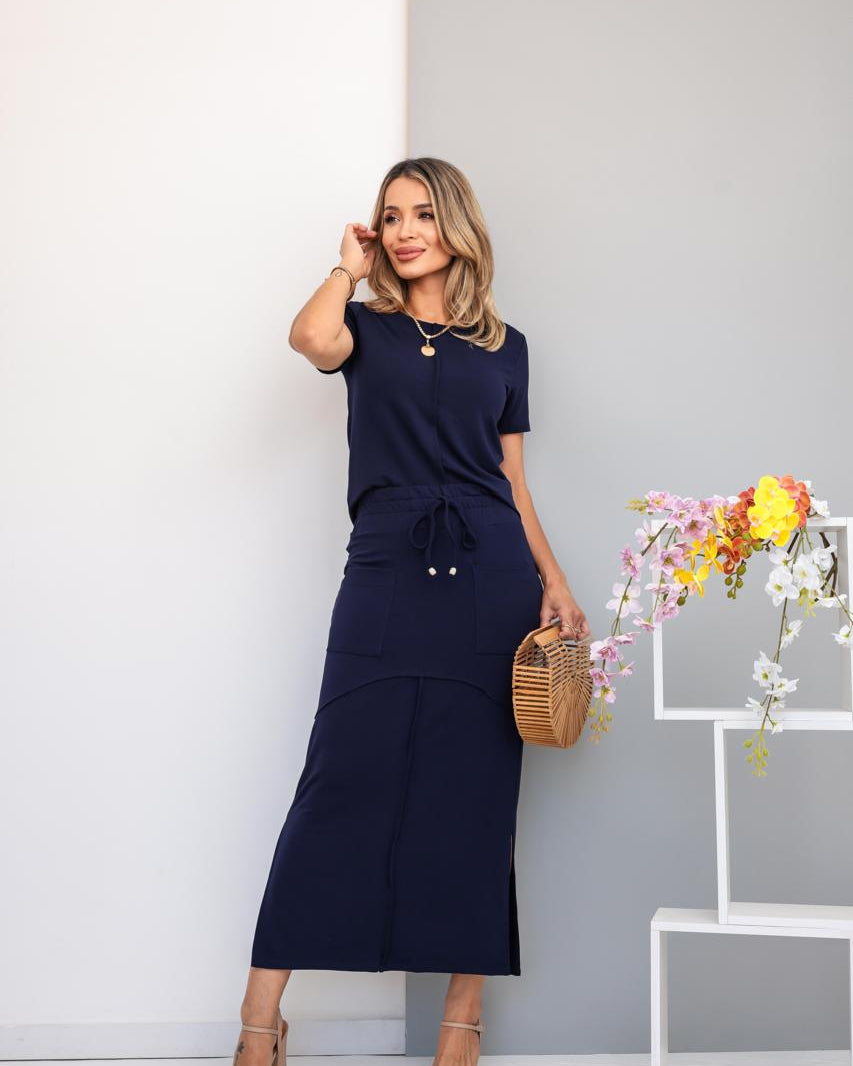 Conjunto Saia Amber - Azul Marinho