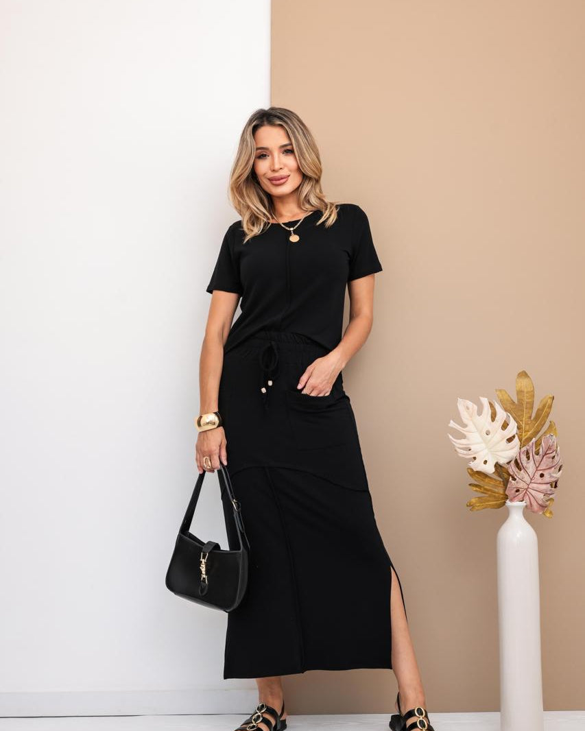 Conjunto Saia Amber - Preto