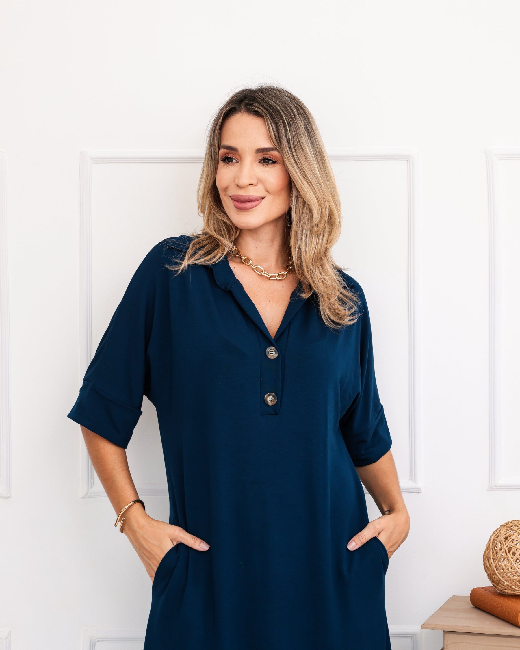 Vestido Japão - Azul Marinho