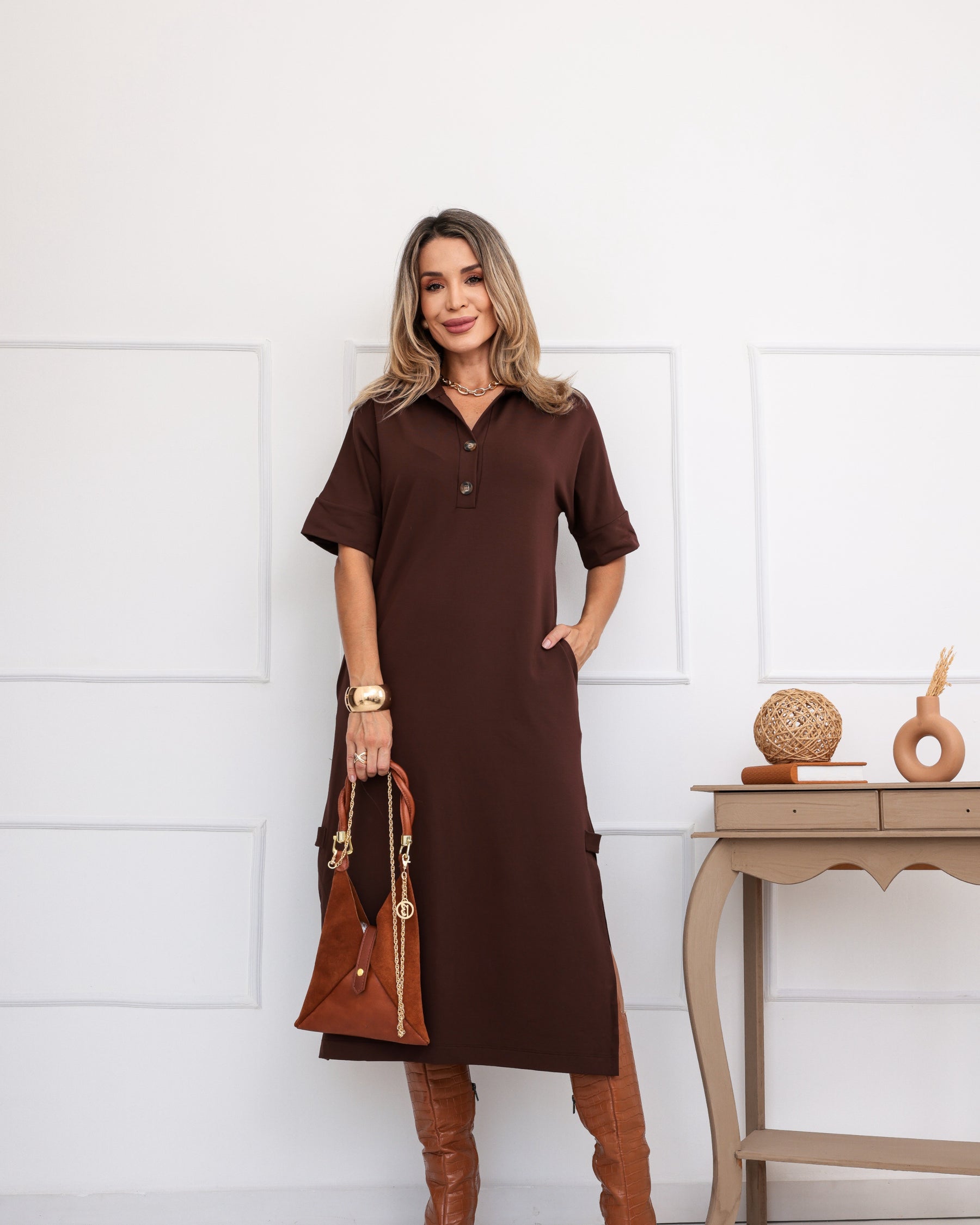 Vestido Japão - Marrom