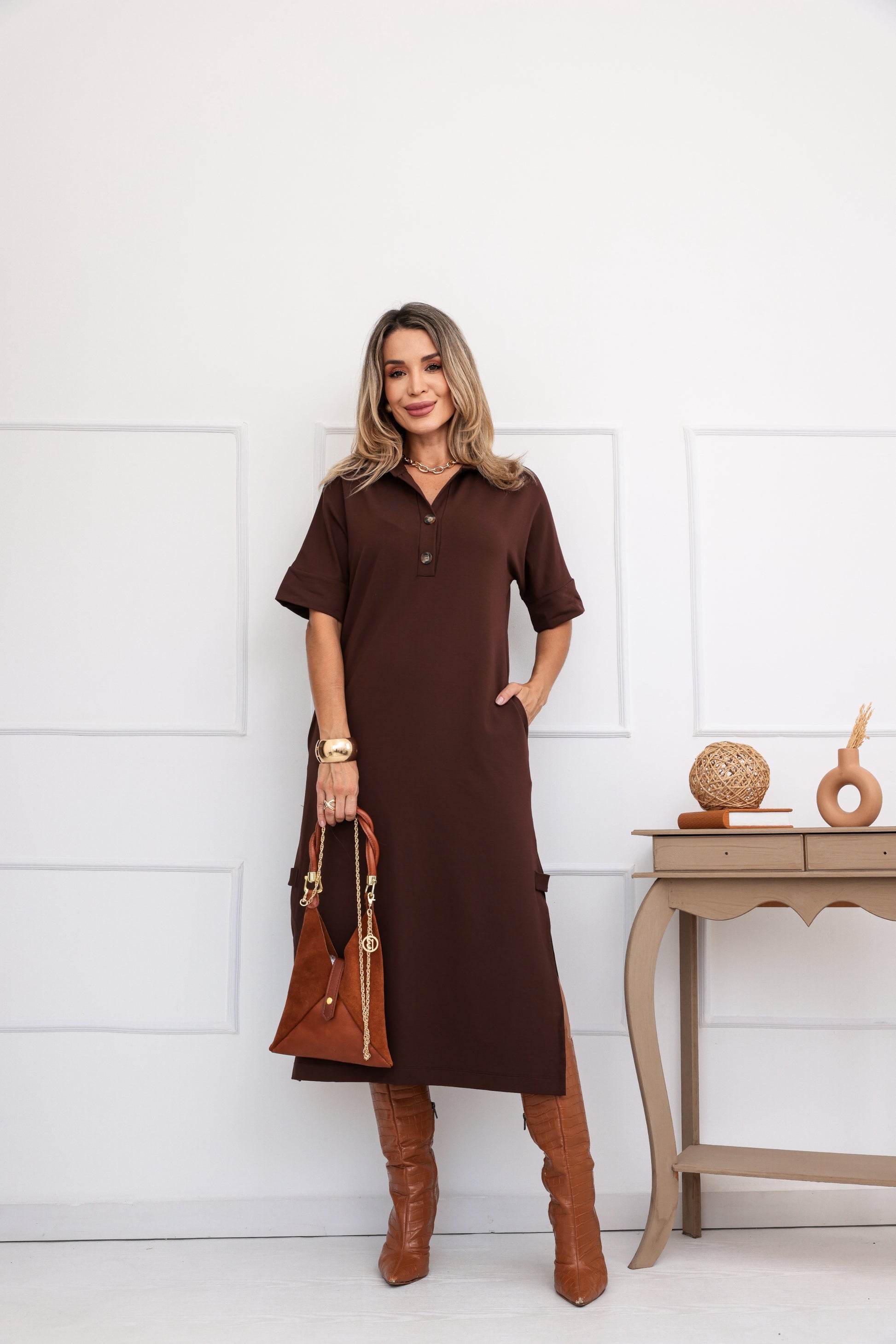 Vestido Japão - Marrom