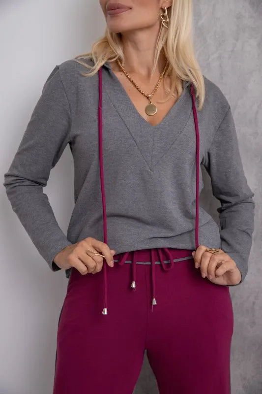 Conjunto Fashion - Cinza / Cereja