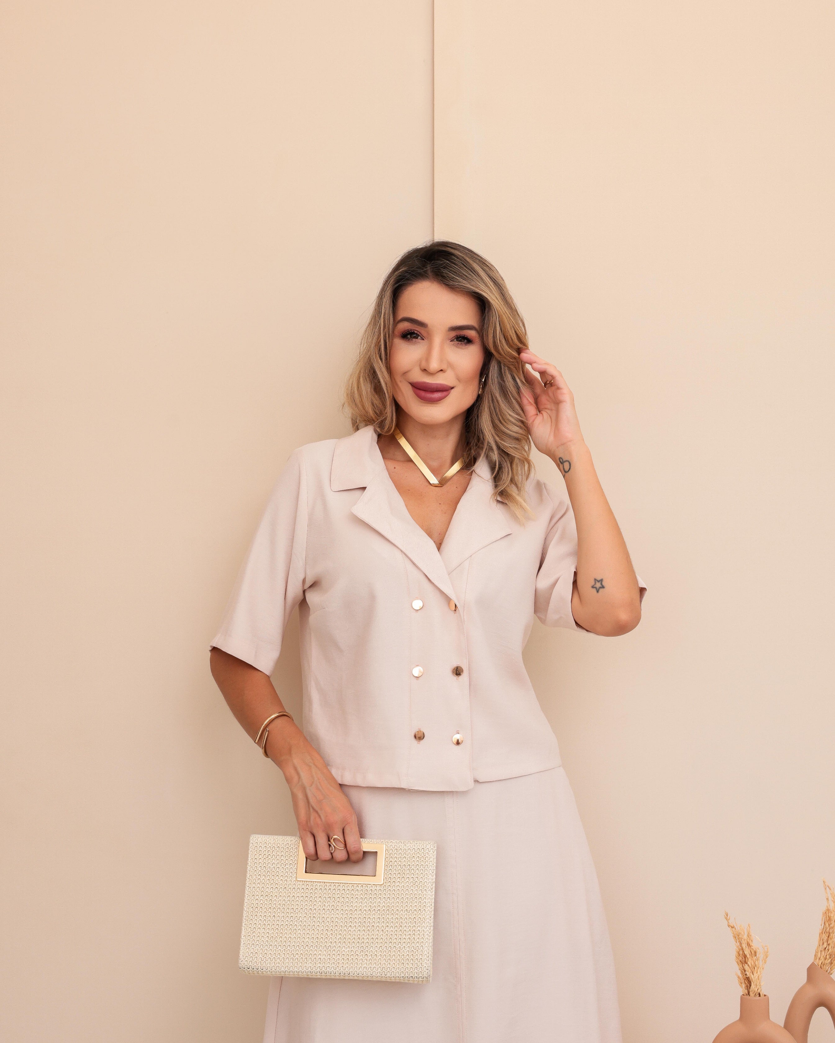 Conjunto Saia Mel - Off White