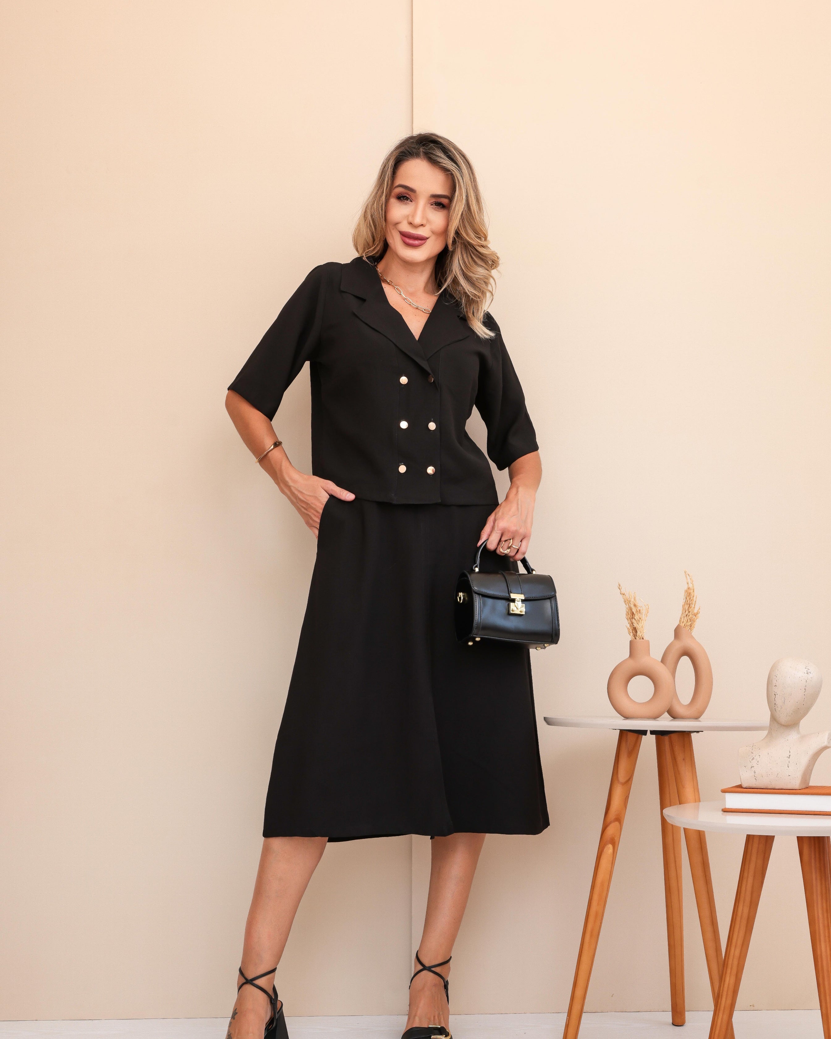 Conjunto Saia Mel - Preto