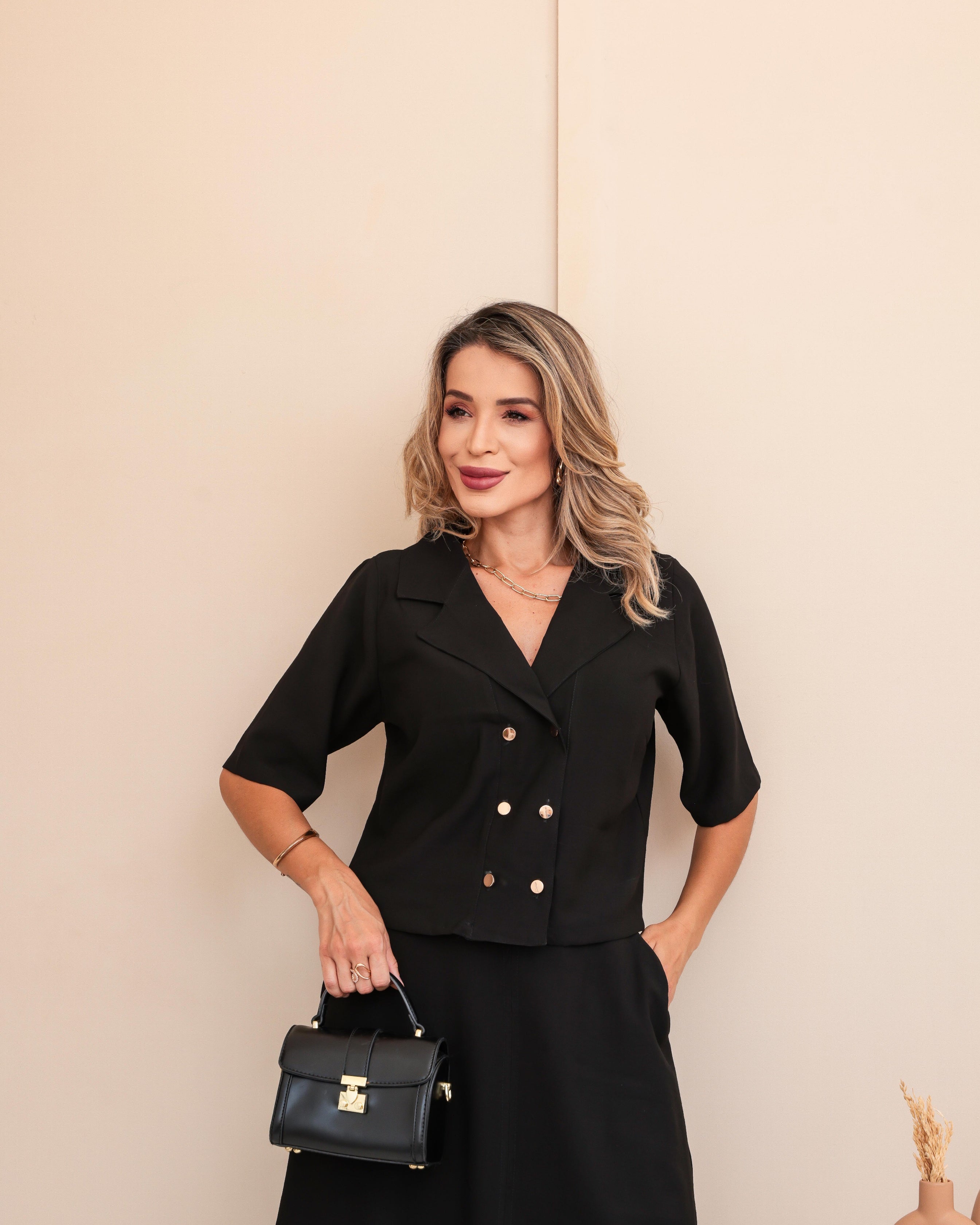 Conjunto Saia Mel - Preto