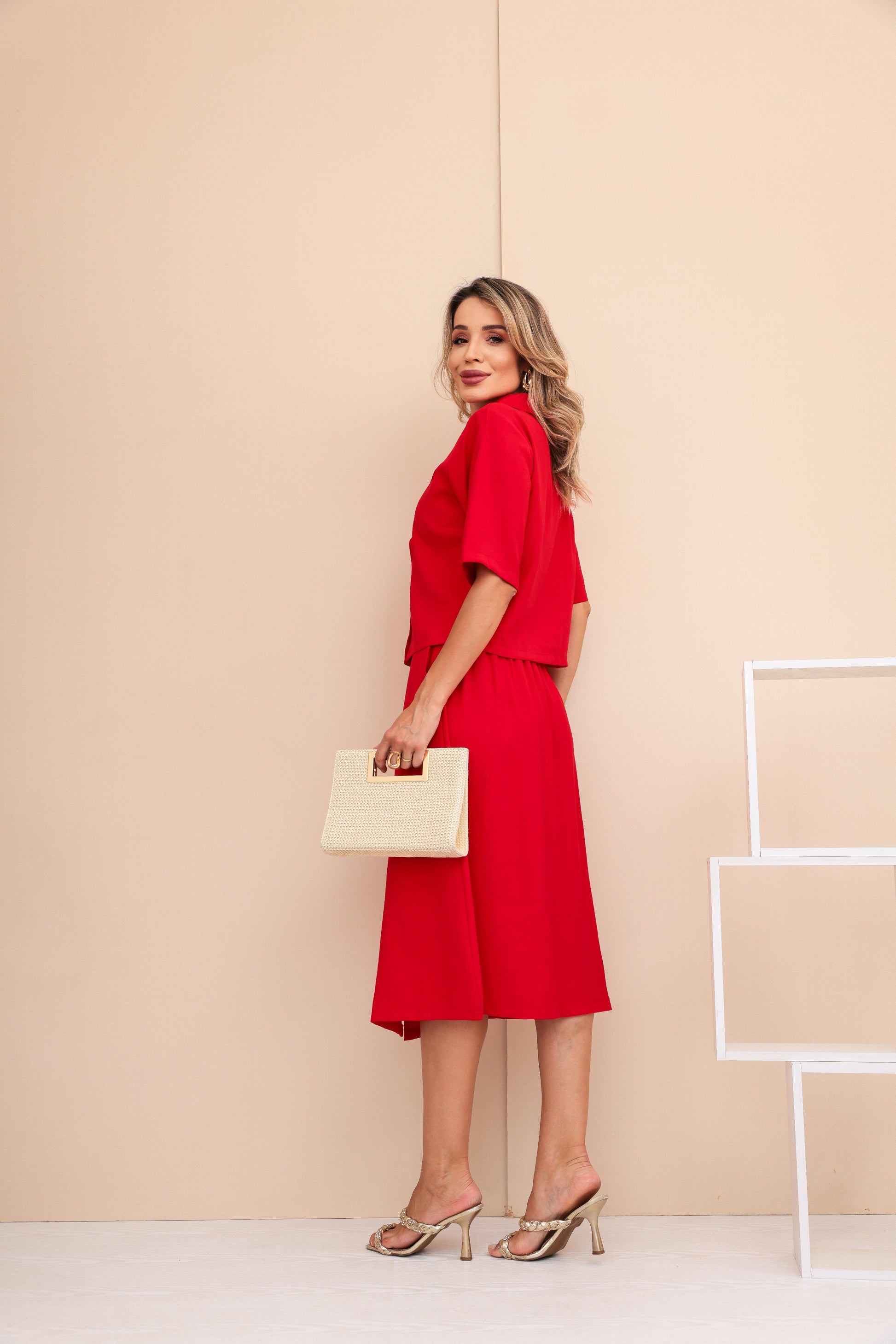 Conjunto Saia Mel - Vermelho