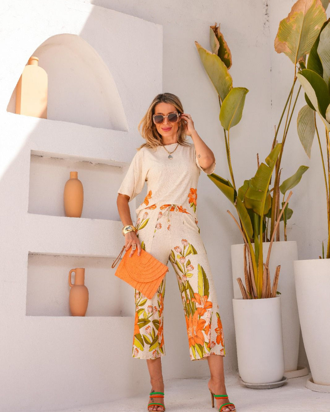 Conjunto Summer - Laranja Floral