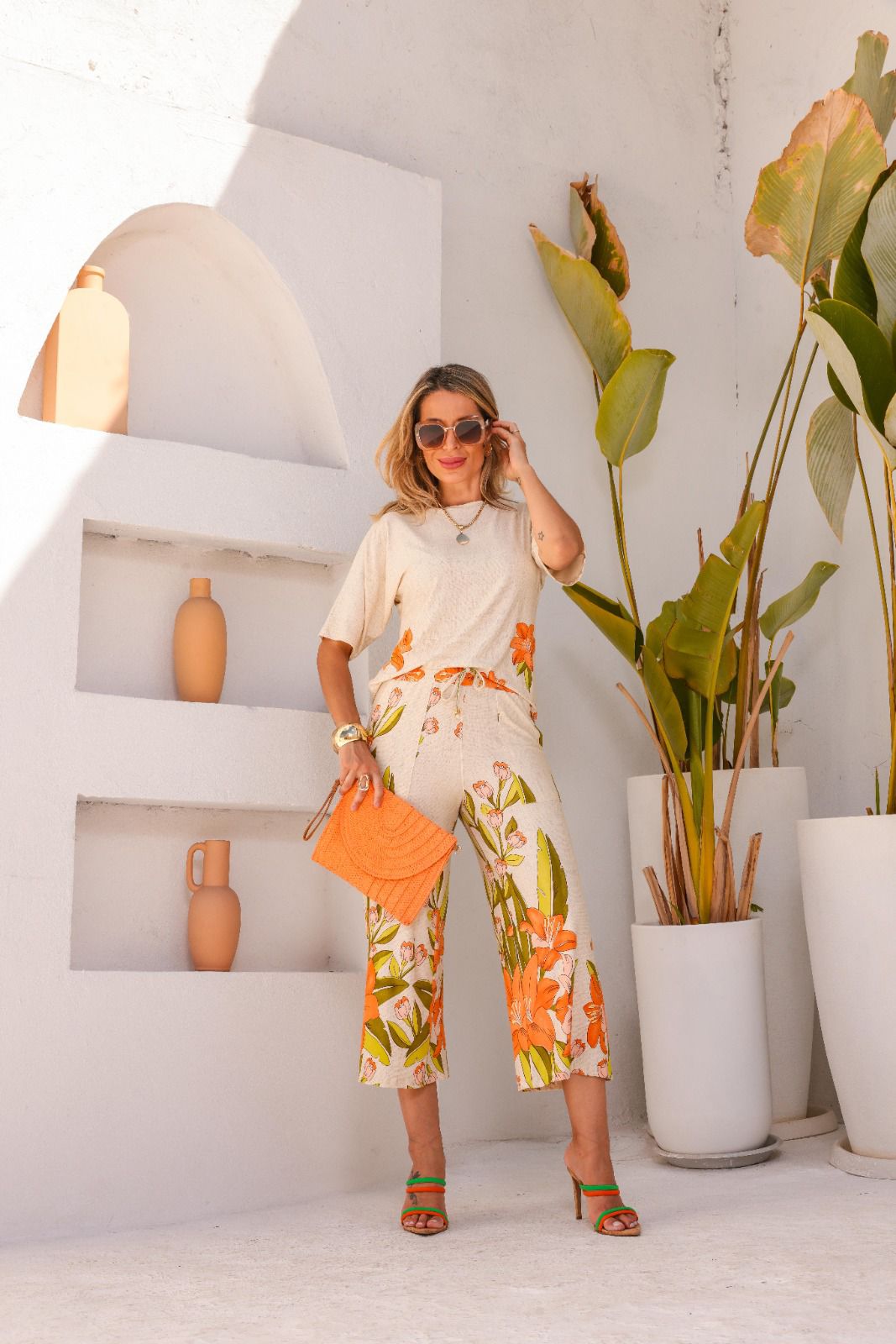 Conjunto Summer - Laranja Floral