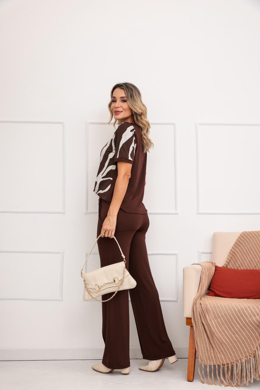 Conjunto Rafina - Estampado Marrom
