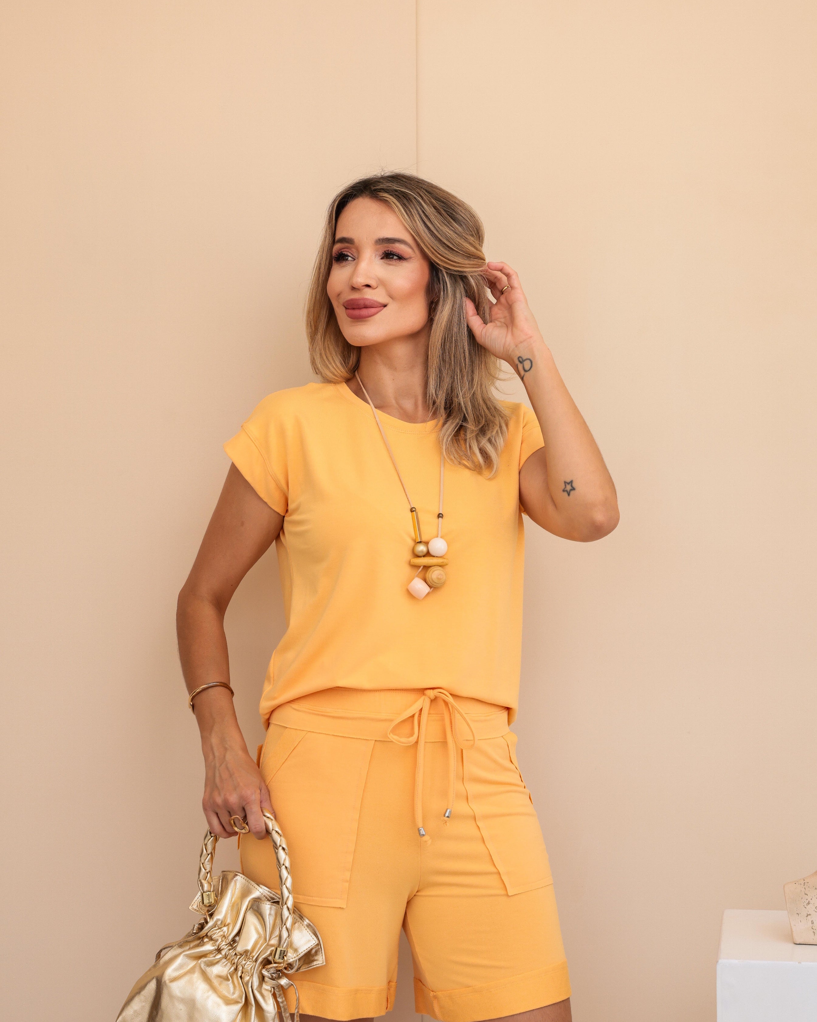 Conjunto Shorts Safira - Amarelo
