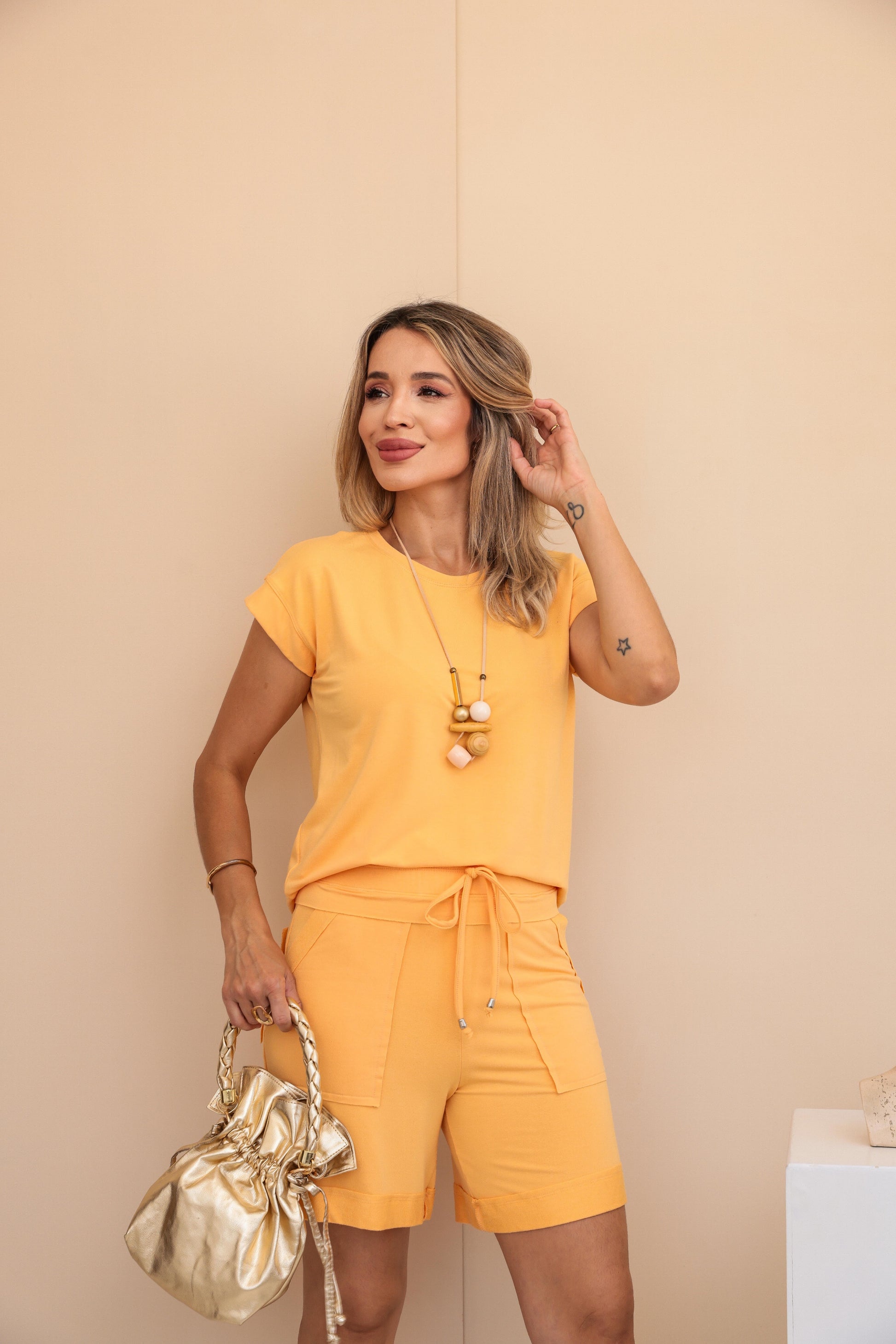 Conjunto Shorts Safira - Amarelo