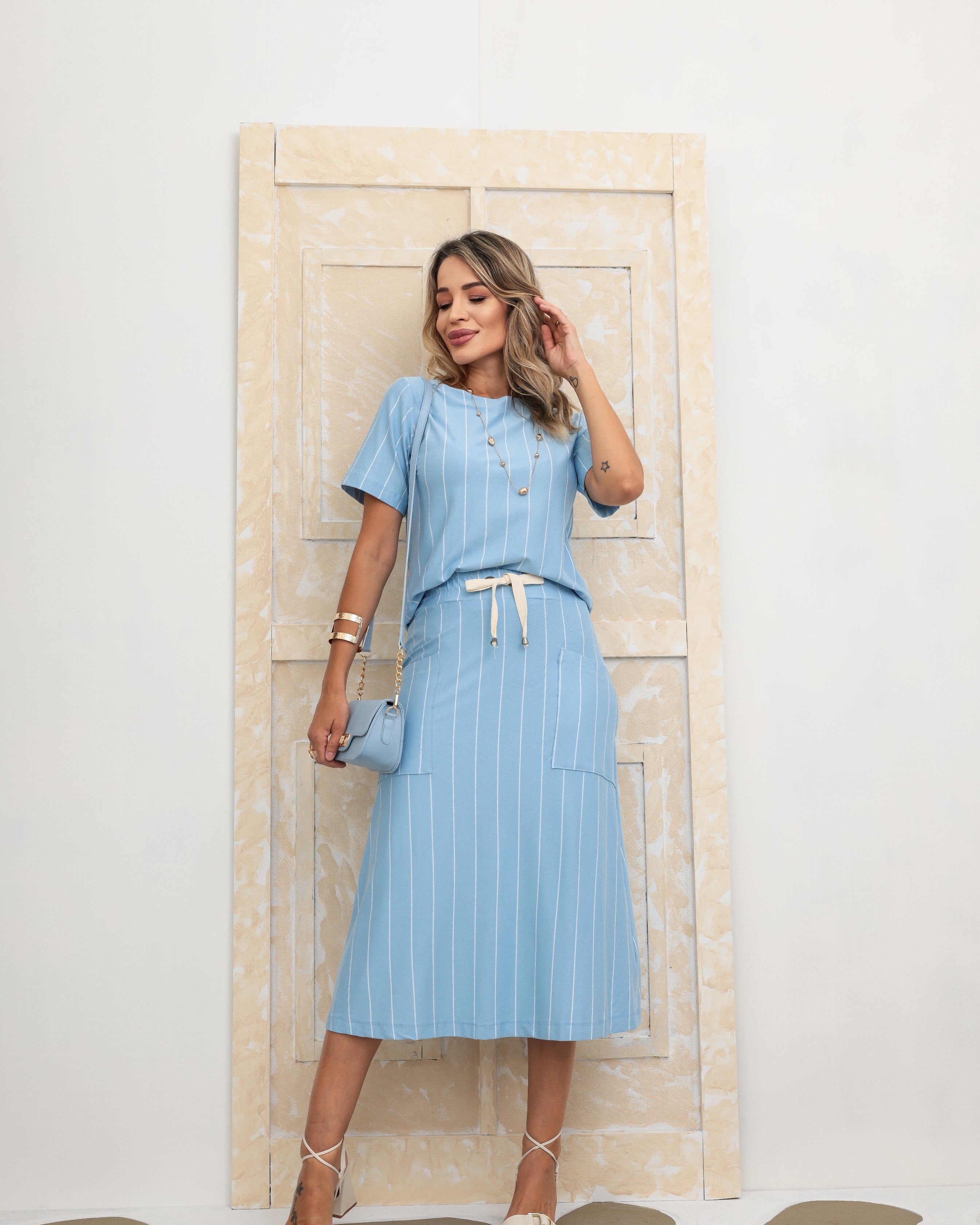 Conjunto Saia Astúrias - Azul