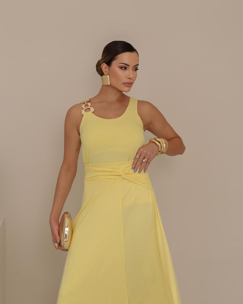 Conjunto Saia Dalinne - Amarelo