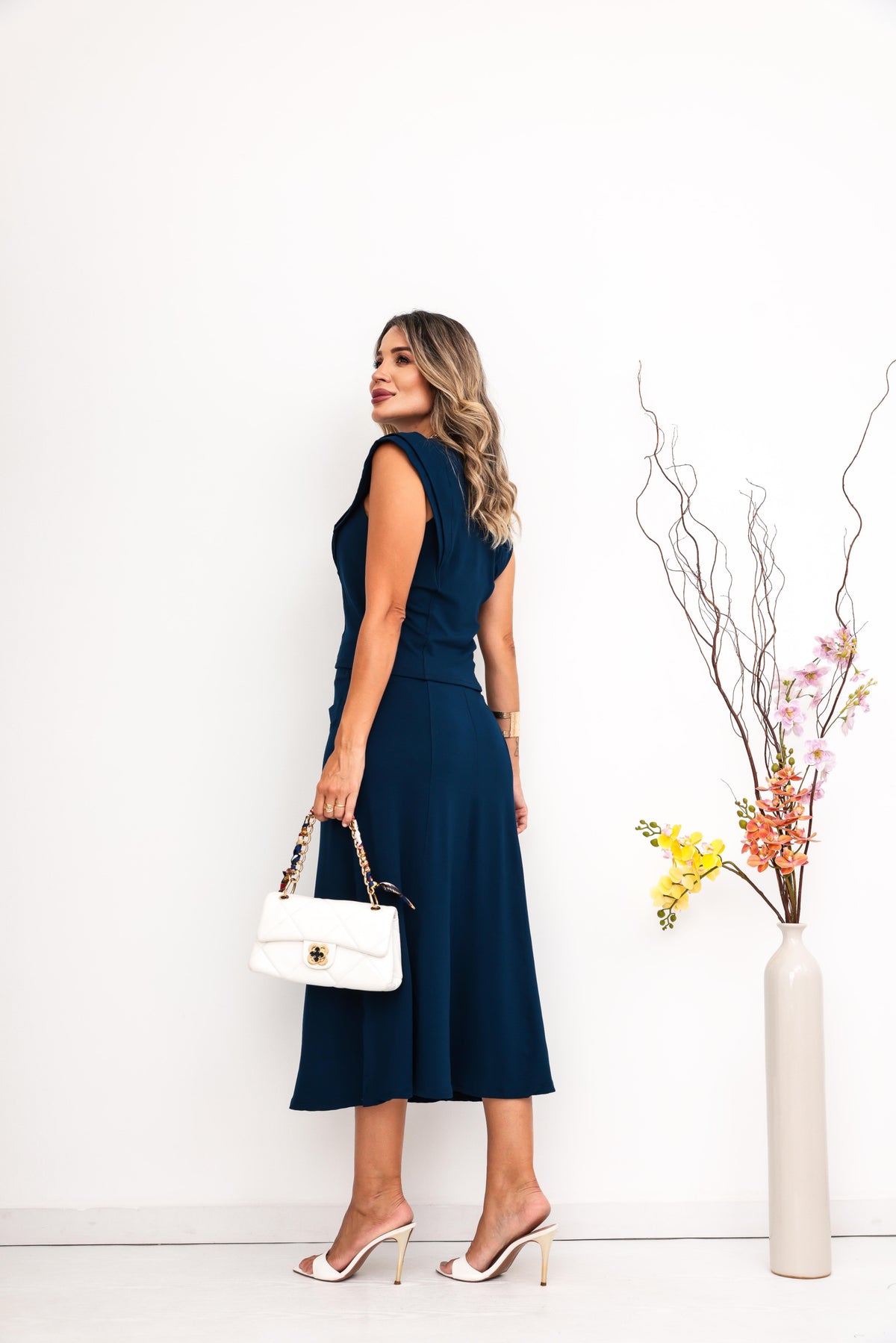 Conjunto Saia Fiorella - Azul Marinho