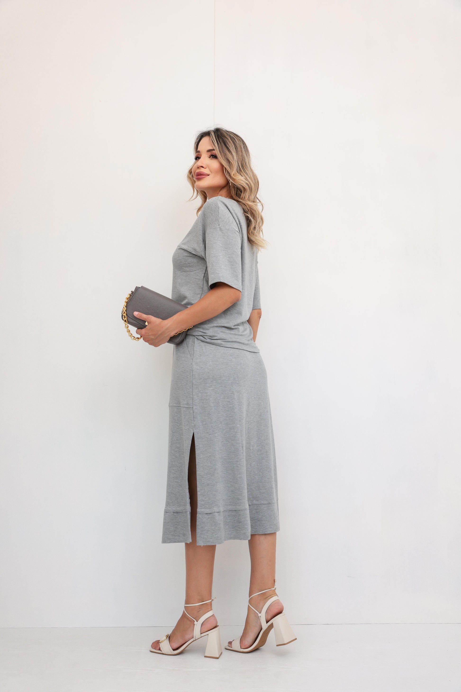 Conjunto Saia Milano - Cinza