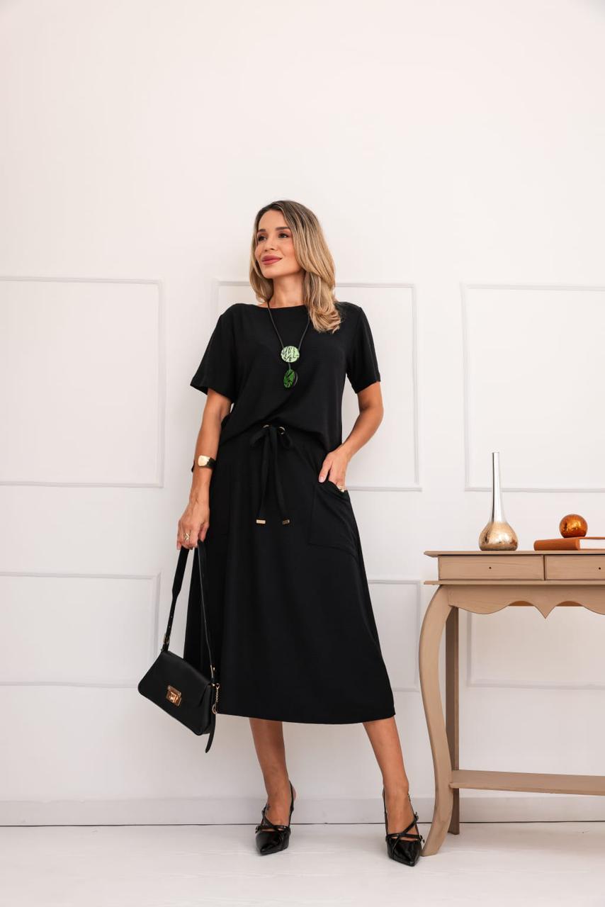 Conjunto Saia Natura - Preto
