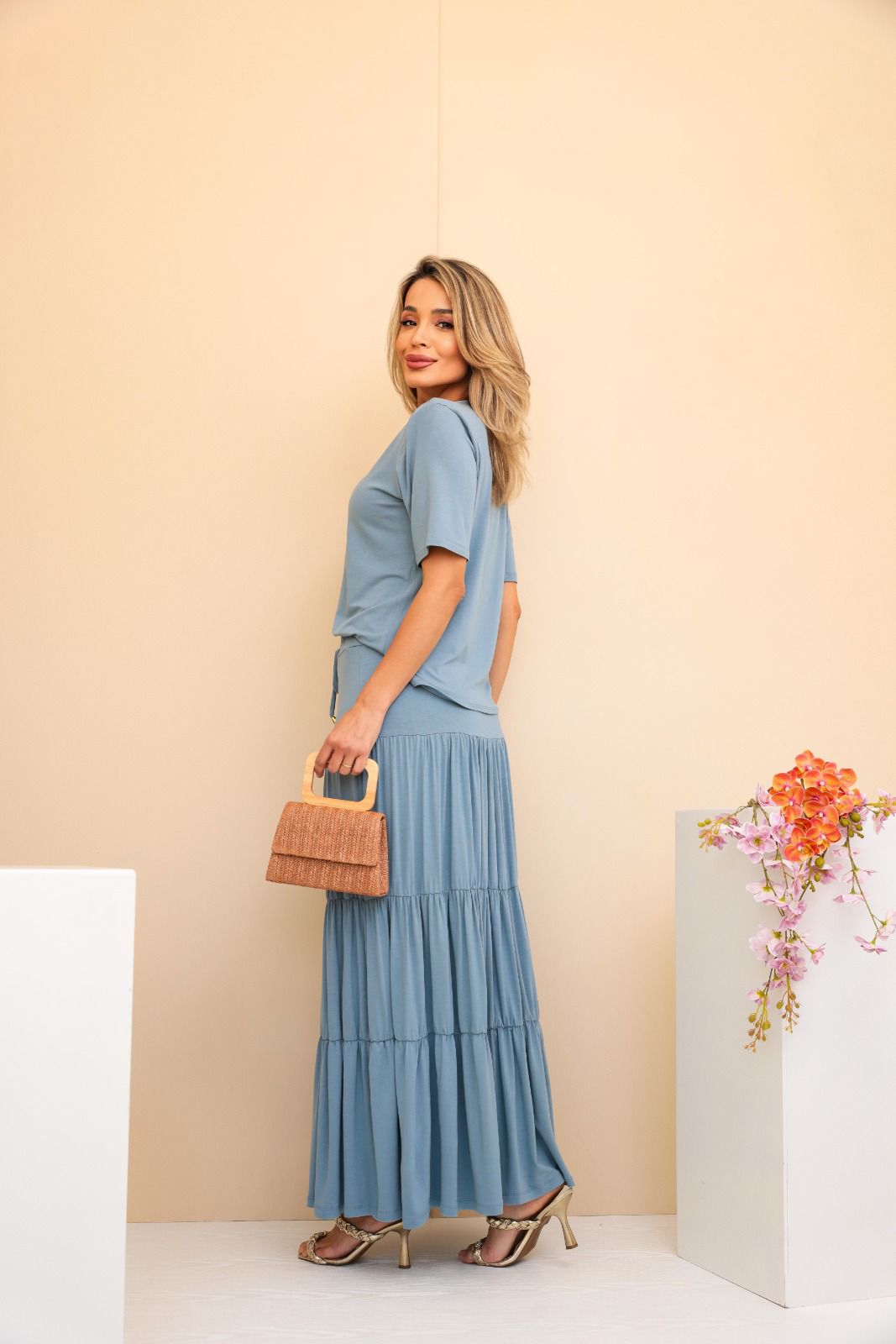 Conjunto Saia Prisma - Azul Claro