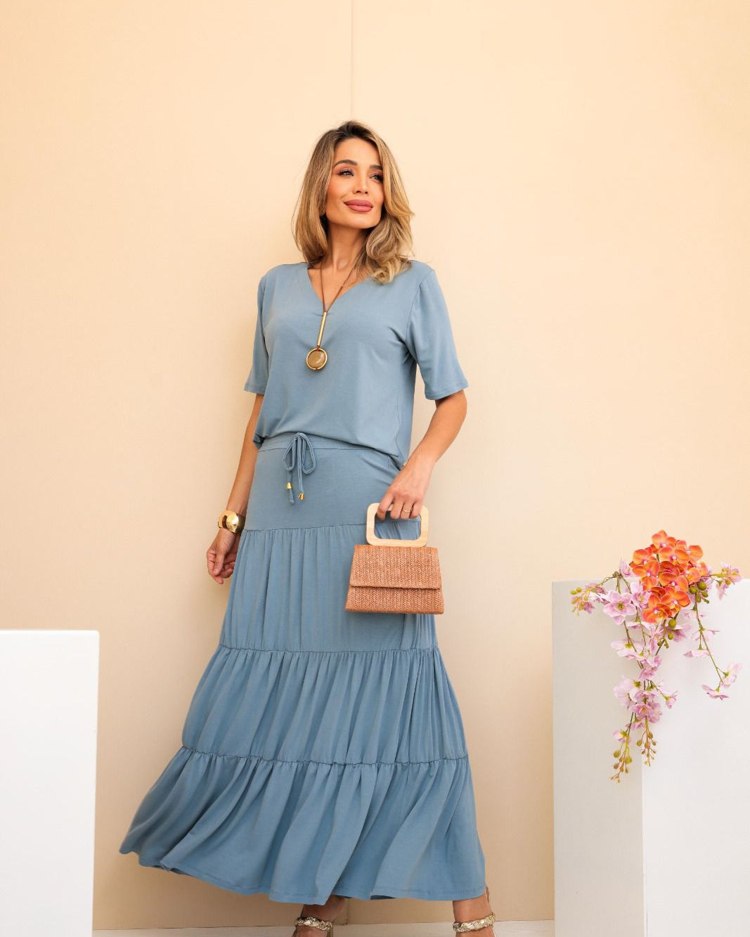 Conjunto Saia Prisma - Azul Claro