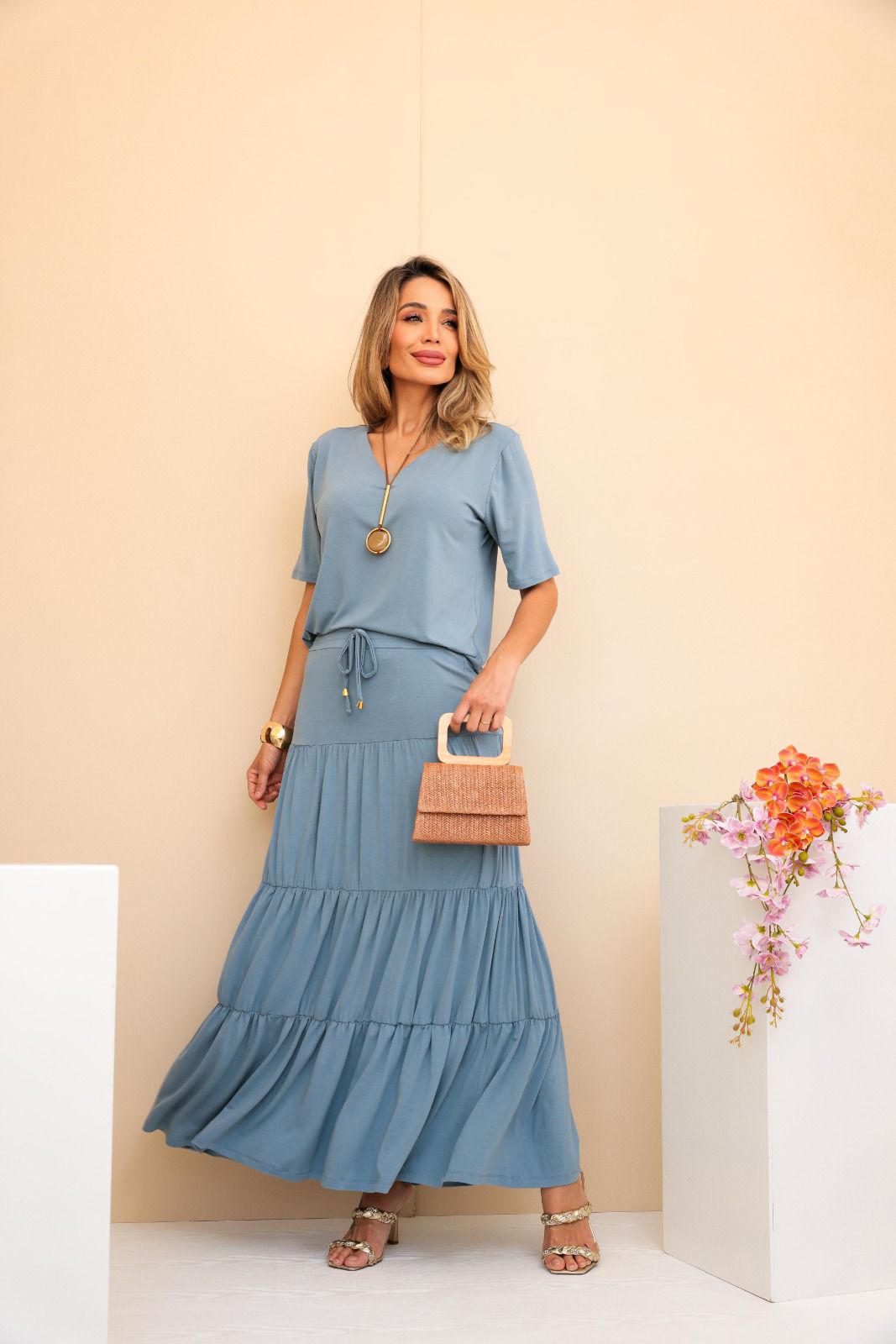 Conjunto Saia Prisma - Azul Claro