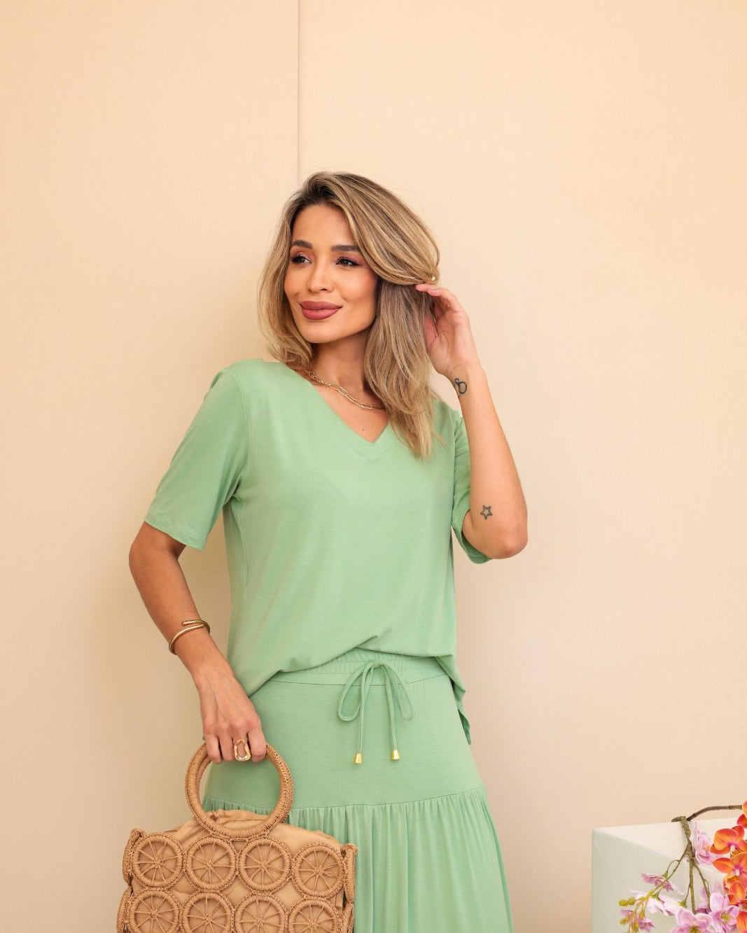 Conjunto Saia Prisma - Verde Menta