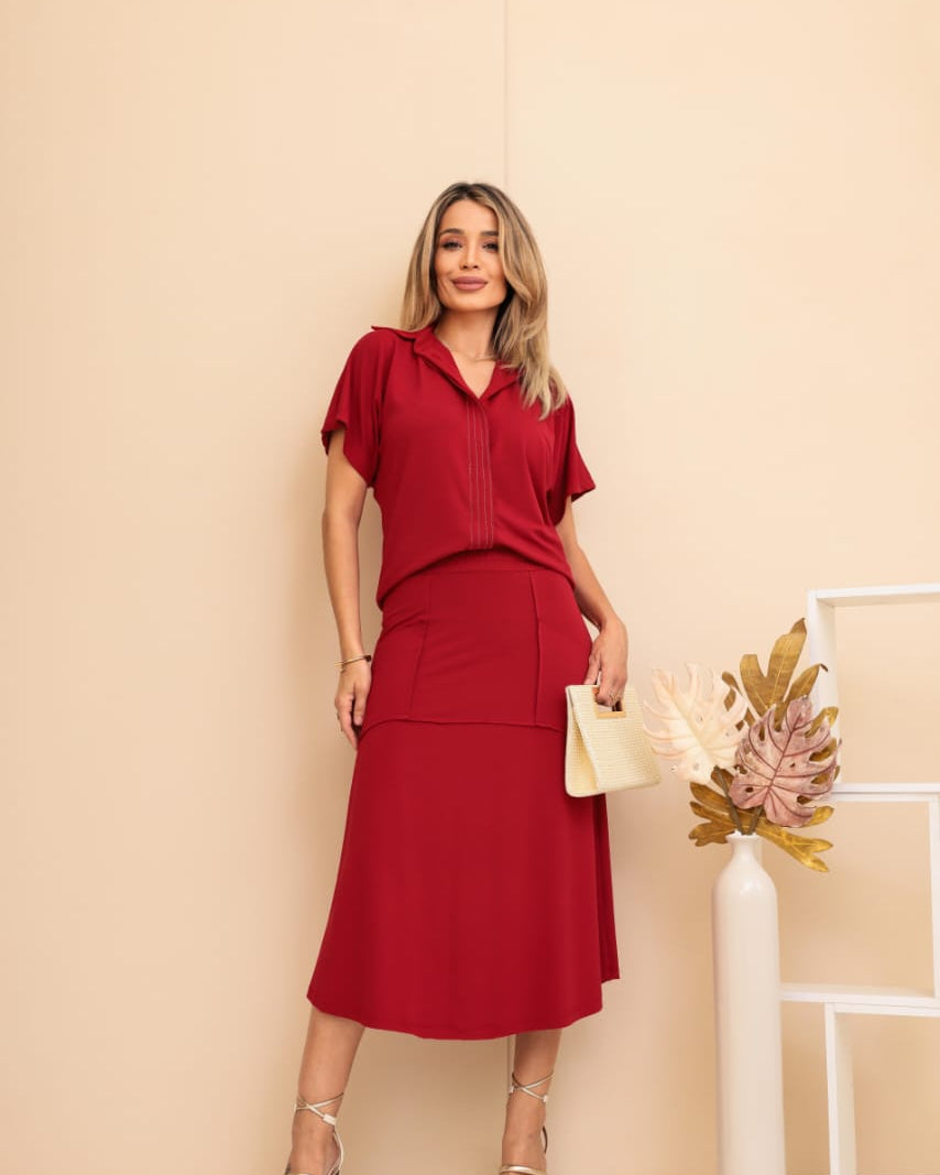 Conjunto Saia Sereia - Vermelho