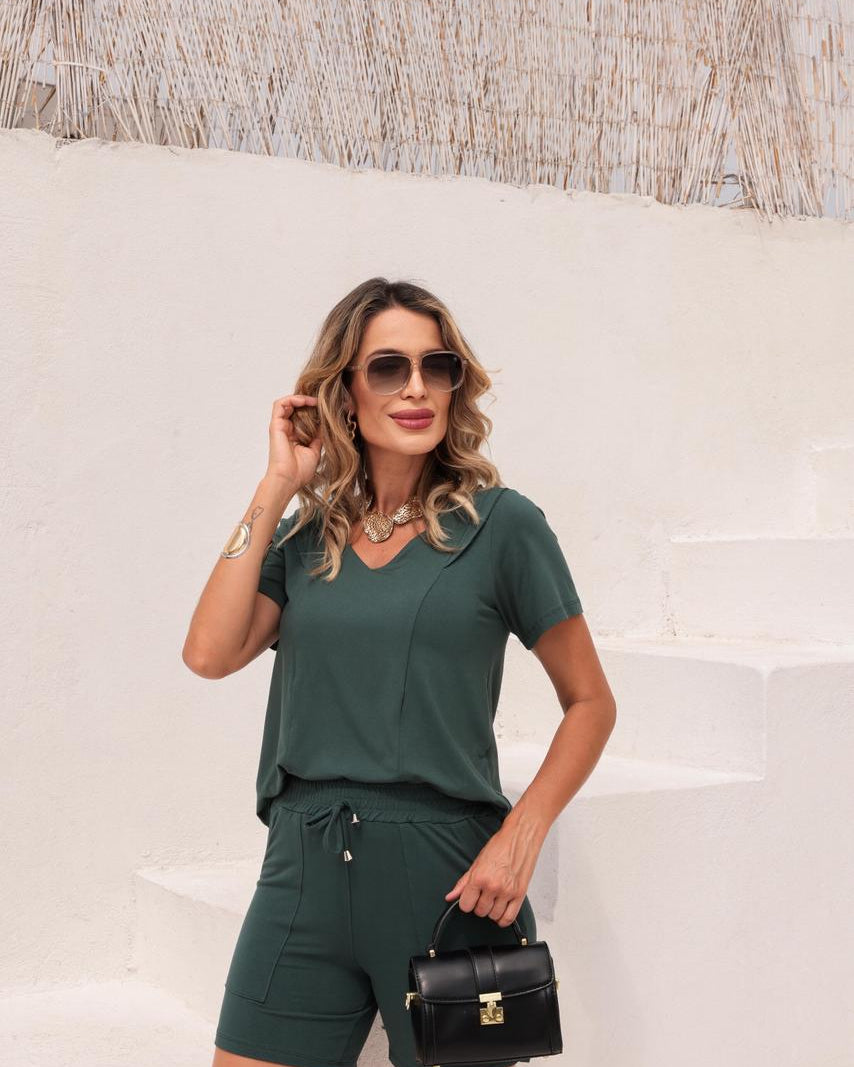 Conjunto Shorts Cannes - Verde Oliva