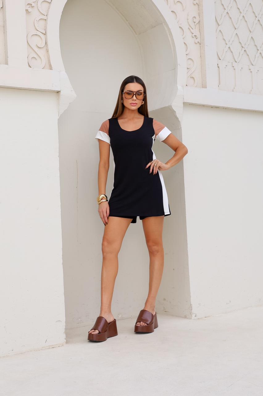 Macacão Avene - Preto/Bege