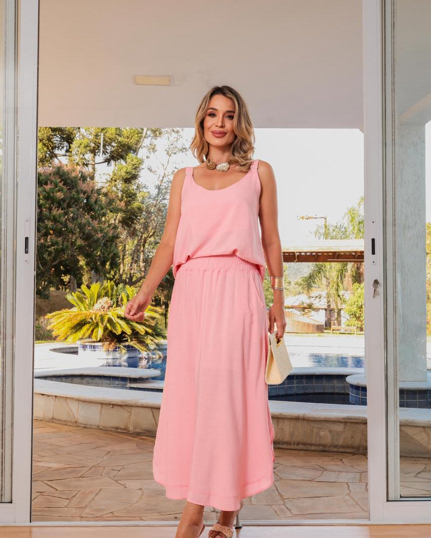 Conjunto Saia Florecer - Rosa