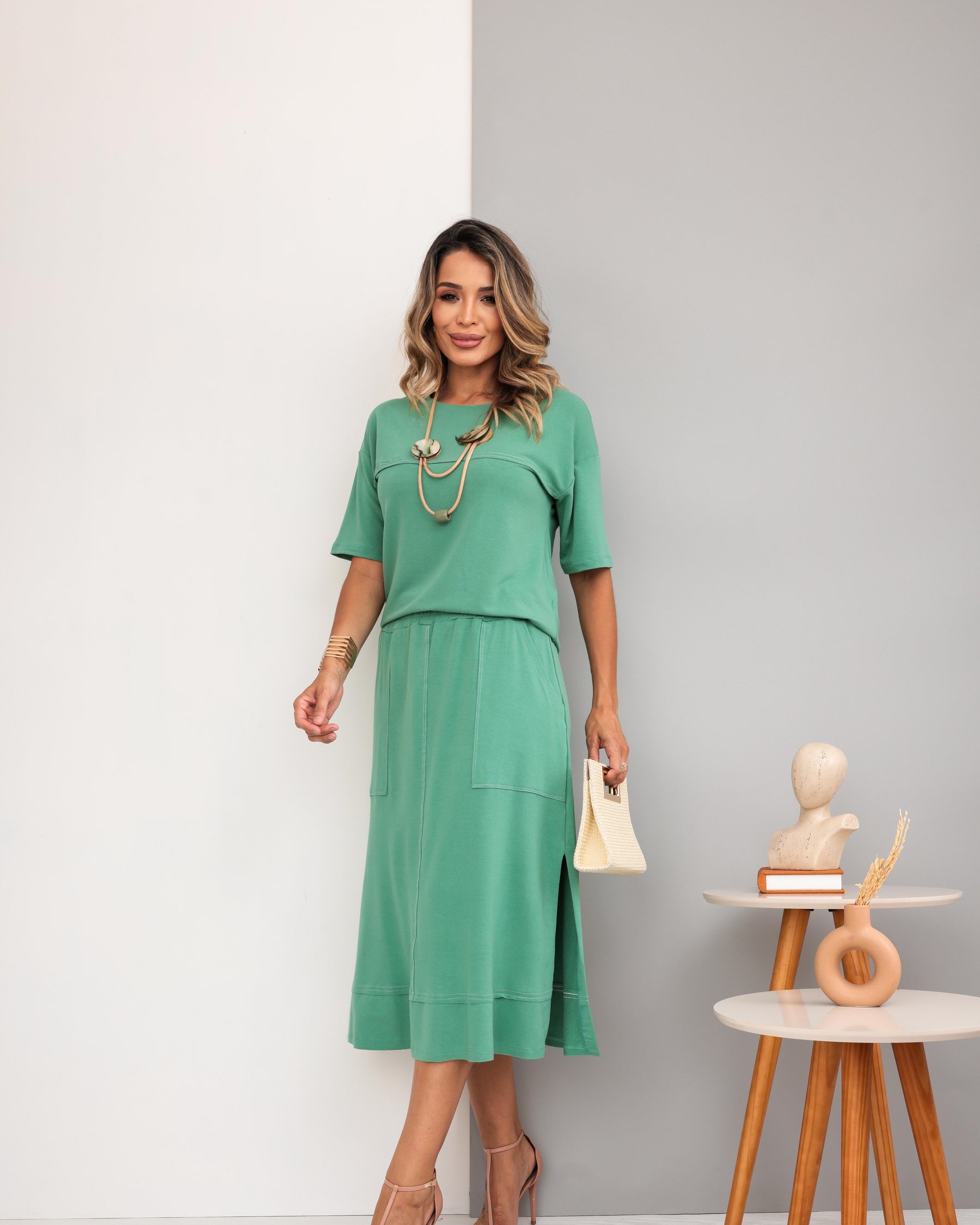 Conjunto Saia Milano - Verde Menta