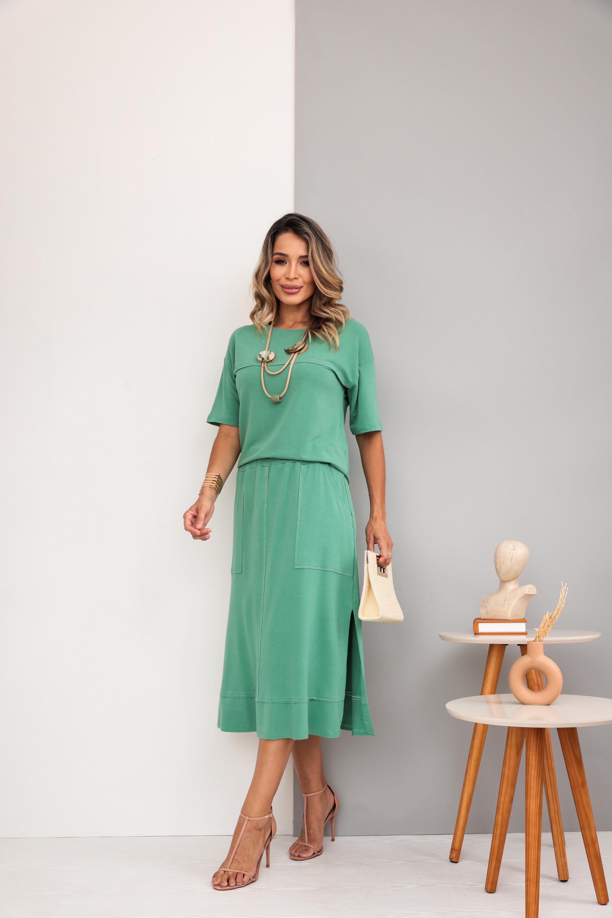 Conjunto Saia Milano - Verde Menta