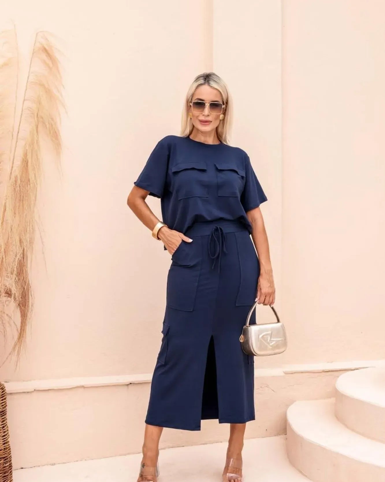 Conjunto Saia Cargo - Azul Marinho