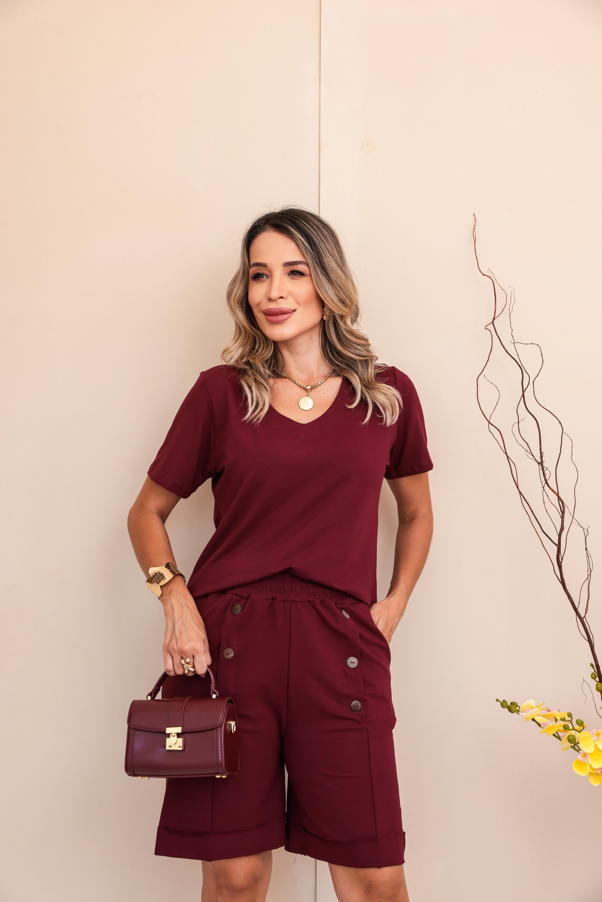 Conjunto Shorts Ocean - Marsala