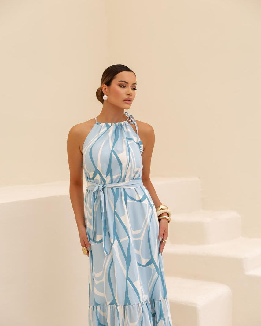 Vestido Poa - Estampa Azul