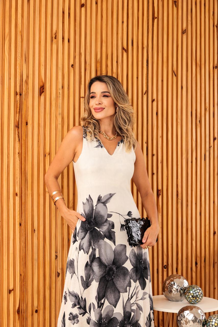 Vestido Botânica - Floral Preto