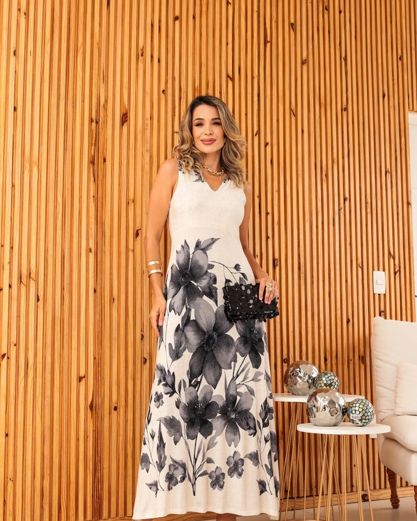 Vestido Botânica - Floral Preto