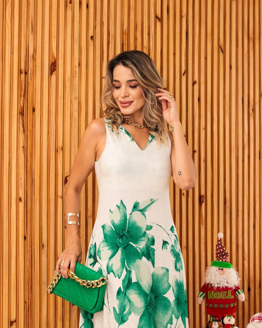 Vestido Botânica - Floral Verde