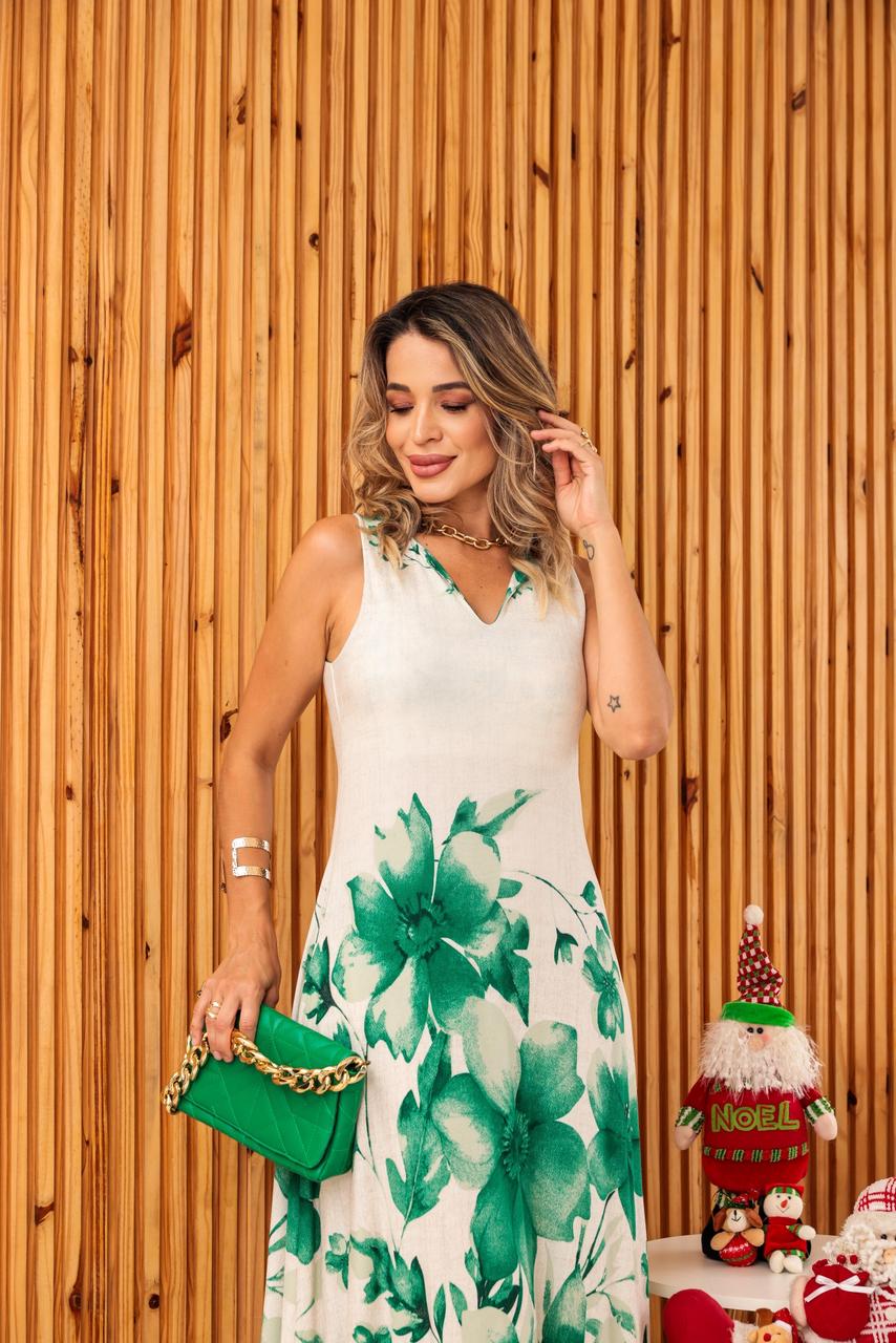 Vestido Botânica - Floral Verde