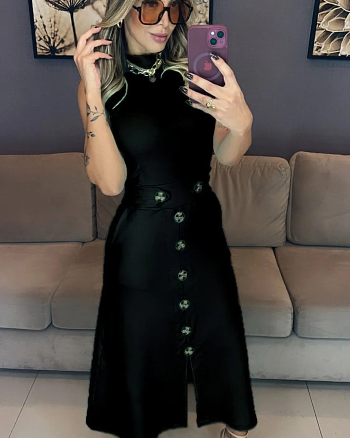 Vestido Botões - Preto