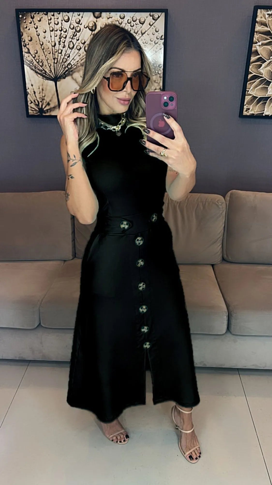 Vestido Botões - Preto