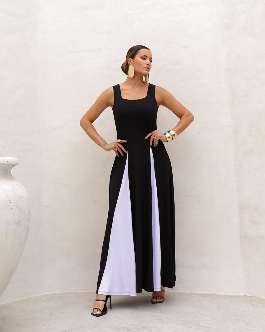 Vestido Celeste - Preto/Off