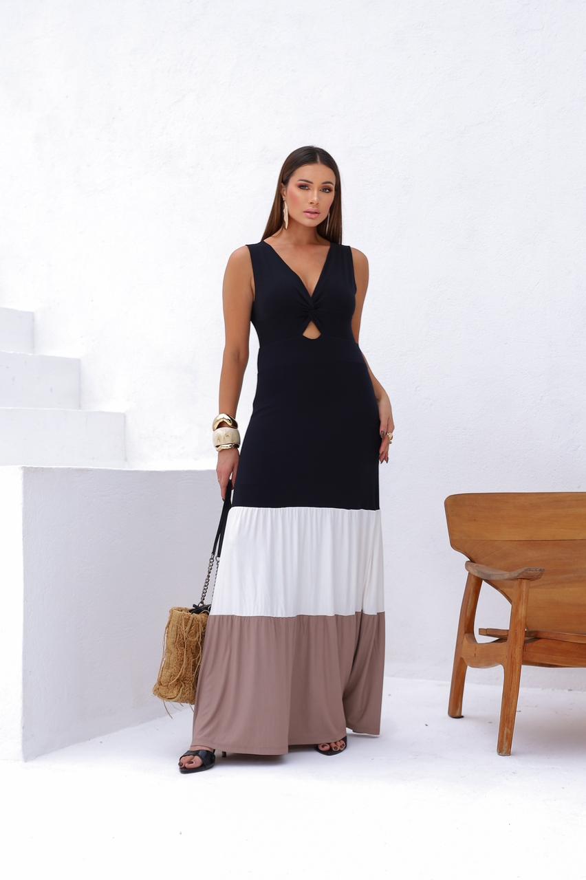 Vestido Nuvia - Bege/Preto