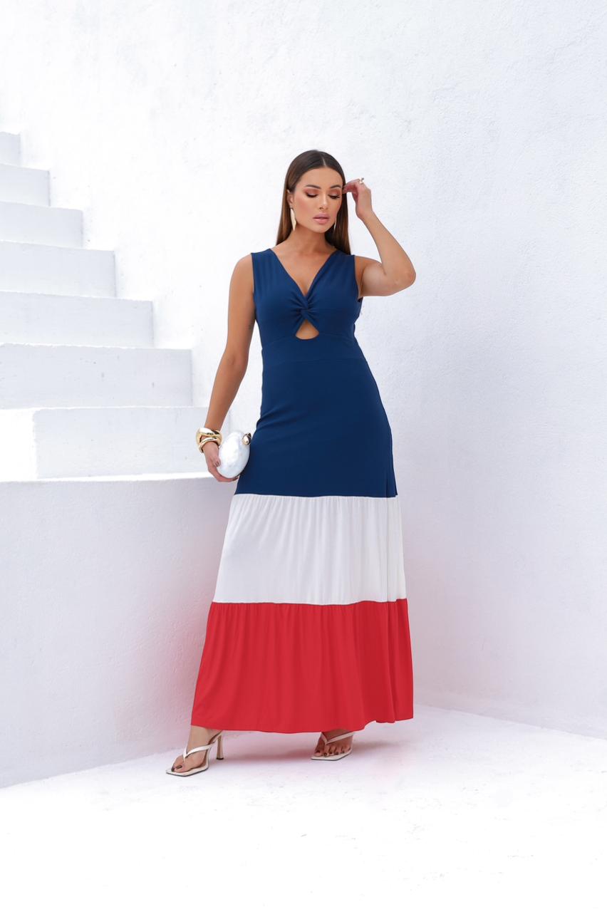 Vestido Nuvia - Vermelho/Marinho