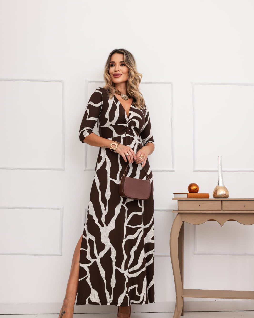 Vestido Safari - Estampado Marrom Animal Print