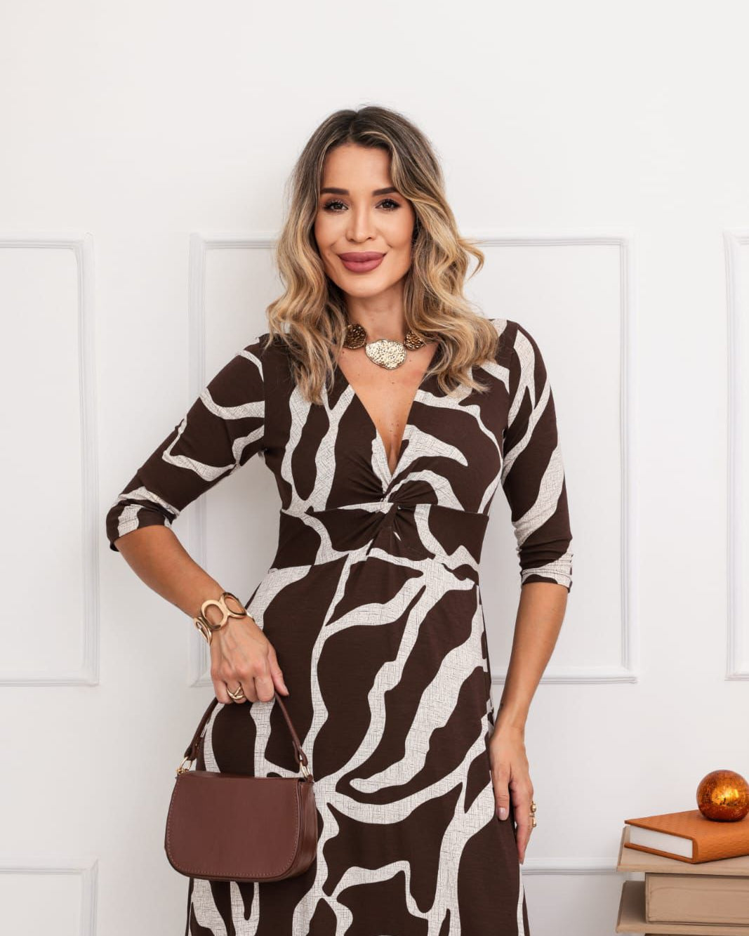 Vestido Safari - Estampado Marrom Animal Print