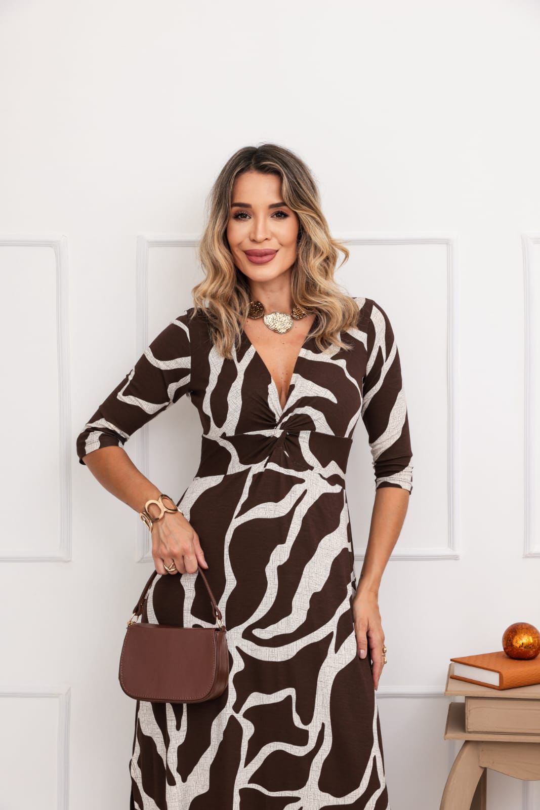 Vestido Safari - Estampado Marrom Animal Print